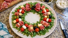 No-Cook Antipasto Wreath: Easy Skewers for a Festive Holiday Appetizer