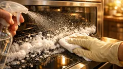 How to clean oven door glass with baking soda and vinegar