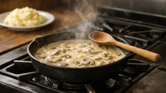 Easy beef stroganoff with mushrooms and sour cream in one skillet