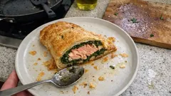 Salmon in Puff Pastry with Spinach—Flaky, Juicy, and Surprisingly Easy