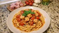Linguine with Swordfish and Cherry Tomatoes—A Fast White-Wine Pan Sauce